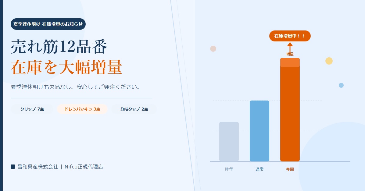 夏季休暇前！在庫増量中！